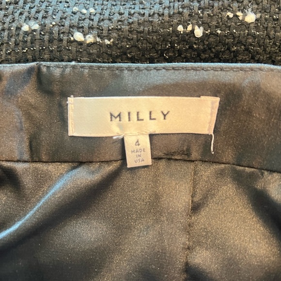 MILLY SET - Tweed Black Leather trim peplum top and skirt set - Picture 10 of 14